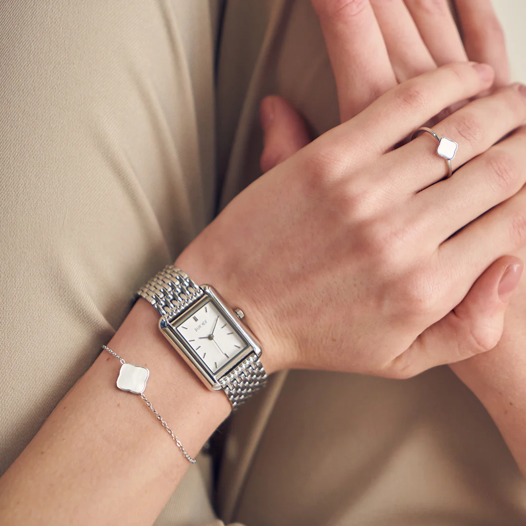 Flora Silver White Bracelet - Image 4