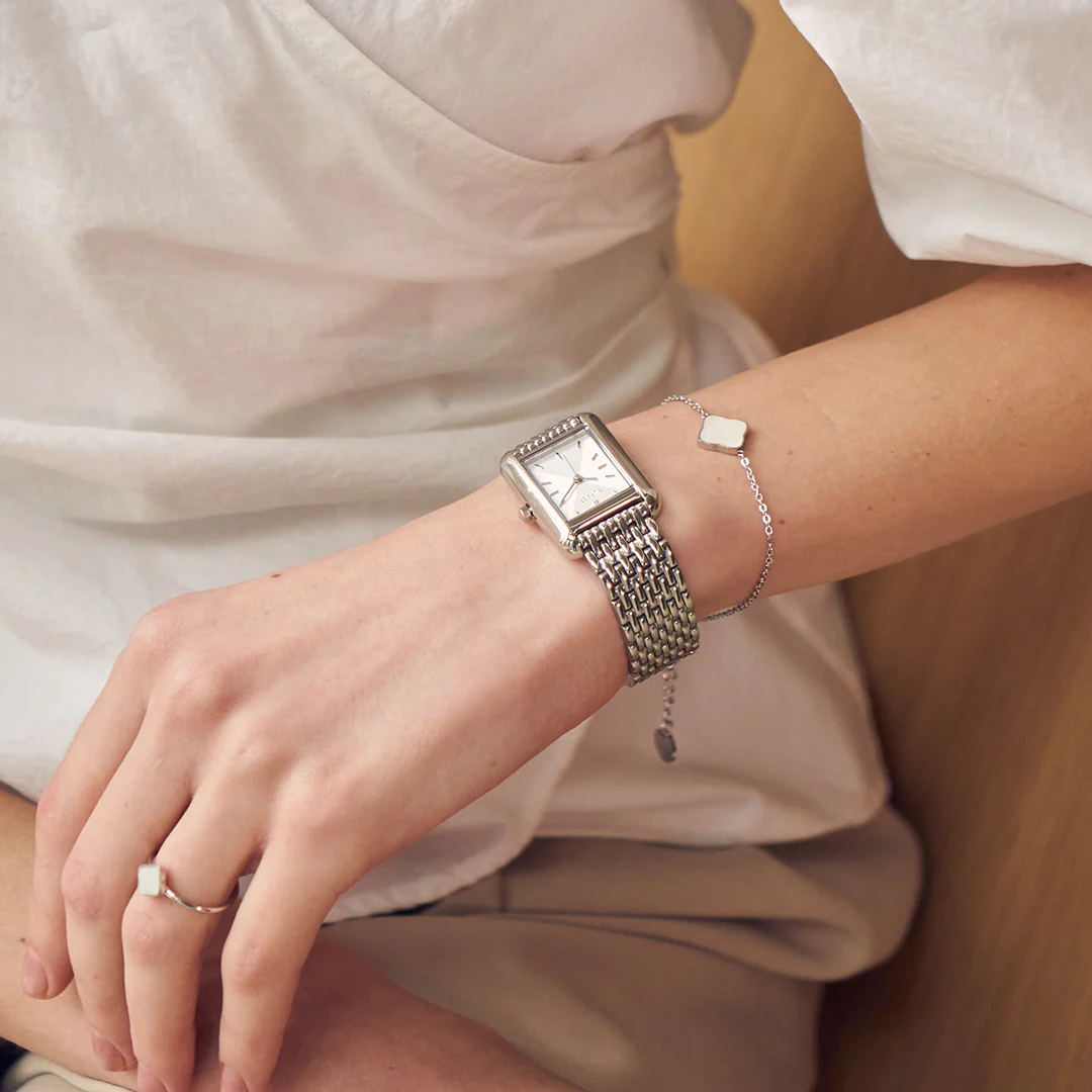Flora Silver White Bracelet - Image 5